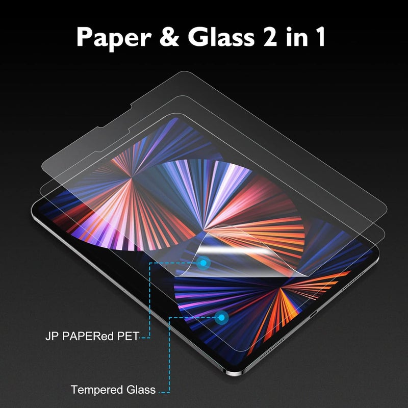Esanik [2+2 Pack 9H Tempered Papered Glass Screen Protector for iPad Air 5 2022/Air 4 10.9 inch/iPad Pro 11 inch 2022 with Camera Len Protector & Install Frame, Anti Glare, Writing Like on Paper Film - Image 4